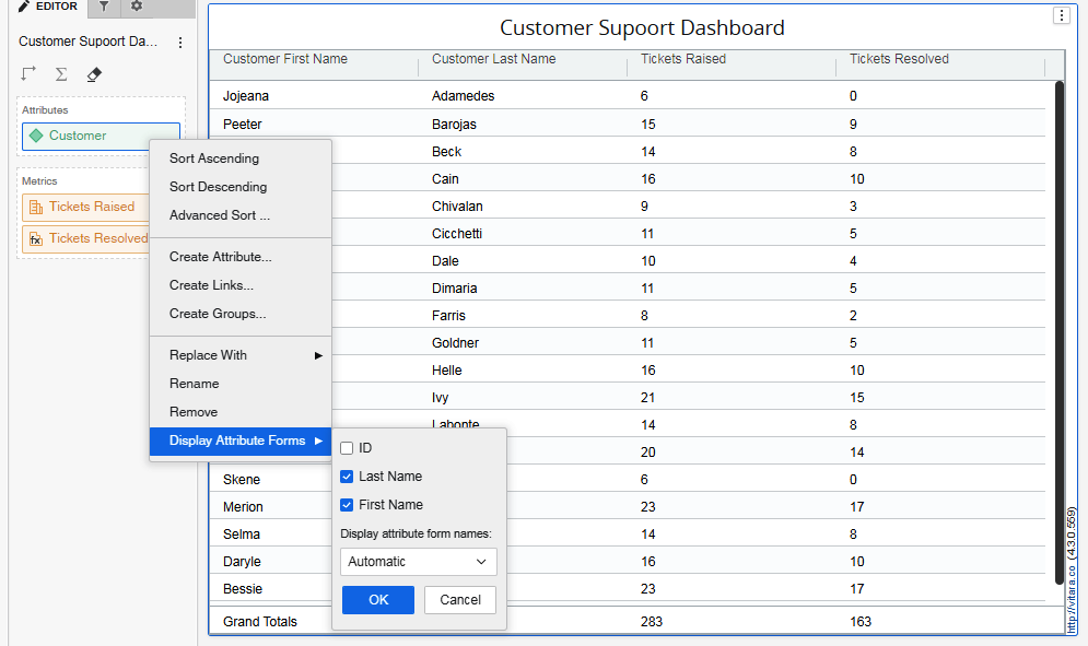 sorting attribute forms