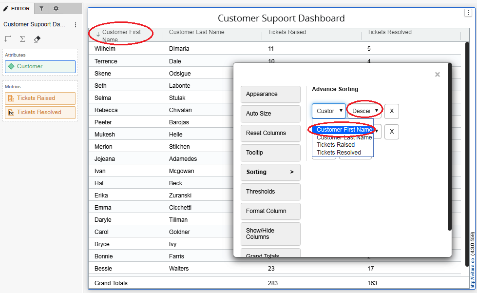 sorting attribute forms