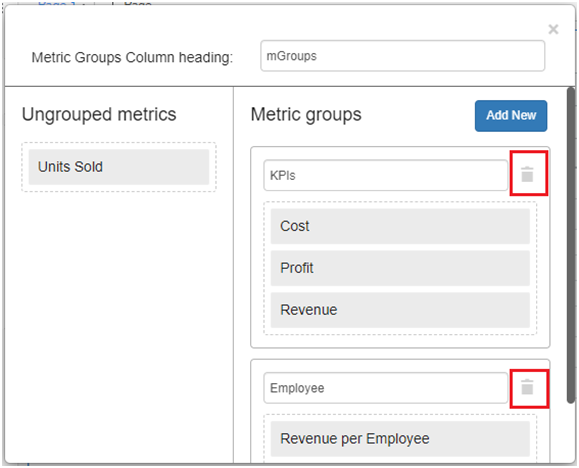 metric grouping