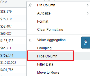 Show/Hide Column | VitaraCharts - Custom visuals plugin for ...