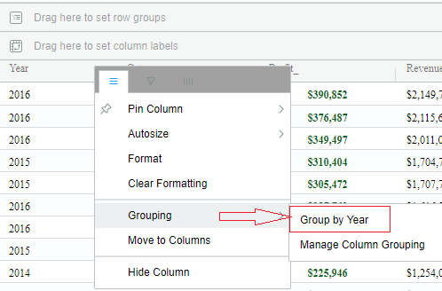 Pivoting and Row Grouping | VitaraCharts - Custom visuals plugin for ...